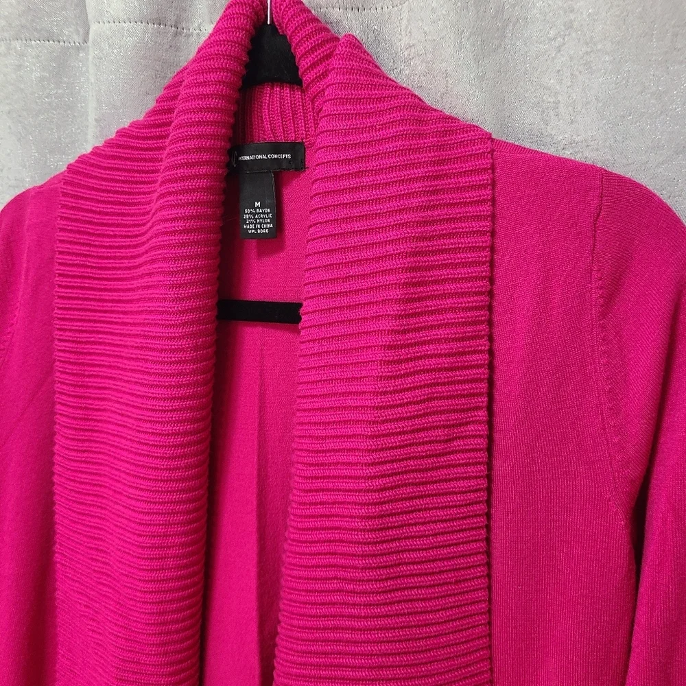 INC‎ International Concepts Pink Draped Cardigan M Barbiecore - Picture 5 of 5